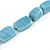 Light Blue Square Ceramic Bead Cotton Cord Necklace - 90cm Long - view 4