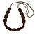 Dark Brown Square Ceramic Bead Cotton Cord Necklace - 90cm Long
