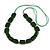 Dark Green Square Ceramic Bead Cotton Cord Necklace - 90cm Long - view 3