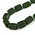 Dark Green Square Ceramic Bead Cotton Cord Necklace - 90cm Long - view 4