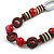 Trendy Wood, Acrylic Bead Geometric Chunky Necklace (Red/ Brown) - 70cm L - view 4