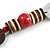 Trendy Wood, Acrylic Bead Geometric Chunky Necklace (Red/ Brown) - 70cm L - view 7