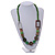 Trendy Wood, Acrylic Bead Geometric Chunky Necklace (Green/ Brown) - 70cm L - view 2