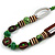 Trendy Wood, Acrylic Bead Geometric Chunky Necklace (Green/ Brown) - 70cm L - view 3
