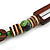 Trendy Wood, Acrylic Bead Geometric Chunky Necklace (Green/ Brown) - 70cm L - view 4