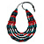 Multistrand Teal/ Red/ Purple Wooden Bead Black Cord Necklace - 100cm L Adjustable - view 8