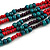 Multistrand Teal/ Red/ Purple Wooden Bead Black Cord Necklace - 100cm L Adjustable - view 4