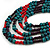 Multistrand Teal/ Red/ Purple Wooden Bead Black Cord Necklace - 100cm L Adjustable - view 5