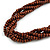 Brown Wood Bead Multistrand Twisted Black Cord Necklace - 66cm Long - view 3