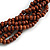 Brown Wood Bead Multistrand Twisted Black Cord Necklace - 66cm Long - view 4
