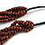 Brown Wood Bead Multistrand Twisted Black Cord Necklace - 66cm Long - view 5