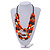 Multistrand Layered Wood Bead Cotton Cord Necklace in Orange/ Brown/ Natural - 68cm L - view 2