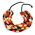 Multistrand Layered Wood Bead Cotton Cord Necklace in Orange/ Brown/ Natural - 68cm L - view 3