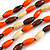 Multistrand Layered Wood Bead Cotton Cord Necklace in Orange/ Brown/ Natural - 68cm L - view 4