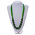 Green Wood and Ceramic Bead Cotton Cord Necklace - 70cm Long - view 2