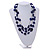 210g Solid 3 Strand Dark Blue Glass & Ceramic Bead Necklace In Silver Tone - 60cm L/ 5cm - view 2