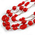 210g Solid 3 Strand Red Glass & Ceramic Bead Necklace In Silver Tone - 60cm L/ 5cm - view 6