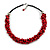Red Cluster Wood Bead Black Cotton Cord Necklace - 52cm L/ 4cm Ext - view 3