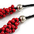 Red Cluster Wood Bead Black Cotton Cord Necklace - 52cm L/ 4cm Ext - view 6