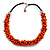 Orange Cluster Wood Bead Black Cotton Cord Necklace - 52cm L/ 4cm Ext - view 3