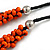Orange Cluster Wood Bead Black Cotton Cord Necklace - 52cm L/ 4cm Ext - view 6