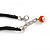 Orange Cluster Wood Bead Black Cotton Cord Necklace - 52cm L/ 4cm Ext - view 7