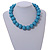 Chunky Pastel Blue Round Bead Wood Flex Necklace - 44cm Long - view 2