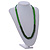 Green Wood and Ceramic Bead Cotton Cord Necklace - 68cm Long - view 2
