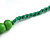 Green Wood and Ceramic Bead Cotton Cord Necklace - 68cm Long - view 6