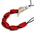 Red Wood Leaf with Off White Wood Bird Black Cotton Cords Necklace - 80cm L Adjustable - view 4