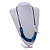 Blue Wood Leaf with Off White Wood Bird Black Cotton Cords Necklace - 80cm L Adjustable - view 2