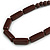 Brown Wood and Ceramic Bead Cotton Cord Necklace - 68cm Long - view 3