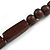 Brown Wood and Ceramic Bead Cotton Cord Necklace - 68cm Long - view 5