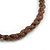 Brown Wood and Ceramic Bead Cotton Cord Necklace - 68cm Long - view 6