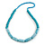 Light Blue Wood and Ceramic Bead Cotton Cord Necklace - 68cm Long