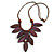 V Shape Wooden Leaf and Round Bead Cotton Cord Necklace in Purple/ Brown - 74cm L/ 12cm Front Drop - view 3