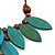 V Shape Wooden Leaf and Round Bead Cotton Cord Necklace/ Teal/ Brown - 74cm L/ 12cm Front Drop - view 5