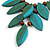 V Shape Wooden Leaf and Round Bead Cotton Cord Necklace/ Teal/ Brown - 74cm L/ 12cm Front Drop - view 4
