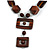 Geometric Brown Wood and Ceramic Bead Necklace - 50cm L/ 8cm Front Drop/ Adjustable - view 7
