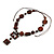 Geometric Brown Wood and Ceramic Bead Necklace - 50cm L/ 8cm Front Drop/ Adjustable - view 8