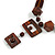 Geometric Brown Wood and Ceramic Bead Necklace - 50cm L/ 8cm Front Drop/ Adjustable - view 4