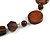 Geometric Brown Wood and Ceramic Bead Necklace - 50cm L/ 8cm Front Drop/ Adjustable - view 5
