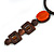 Statement Geometric Brown Wood and Orange Ceramic Bead Cotton Cord Tassel Necklace - 50cm Long/ 16cm Front Drop - view 4