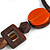 Statement Geometric Brown Wood and Orange Ceramic Bead Cotton Cord Tassel Necklace - 50cm Long/ 16cm Front Drop - view 8