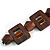 Statement Geometric Brown Wood and Orange Ceramic Bead Cotton Cord Tassel Necklace - 50cm Long/ 16cm Front Drop - view 5