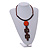 Statement Geometric Brown Wood and Orange Ceramic Bead Cotton Cord Tassel Necklace - 50cm Long/ 16cm Front Drop - view 2