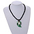 Green Shell Pendant with Twisted Black Glass Necklace - 44cm L Necklace/ 55mm L Pendant - view 3