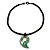 Green Shell Pendant with Twisted Black Glass Necklace - 44cm L Necklace/ 55mm L Pendant - view 7