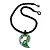 Green Shell Pendant with Twisted Black Glass Necklace - 44cm L Necklace/ 55mm L Pendant - view 2