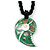 Green Shell Pendant with Twisted Black Glass Necklace - 44cm L Necklace/ 55mm L Pendant